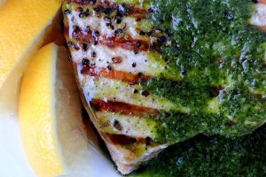 Swordfish in green sauce